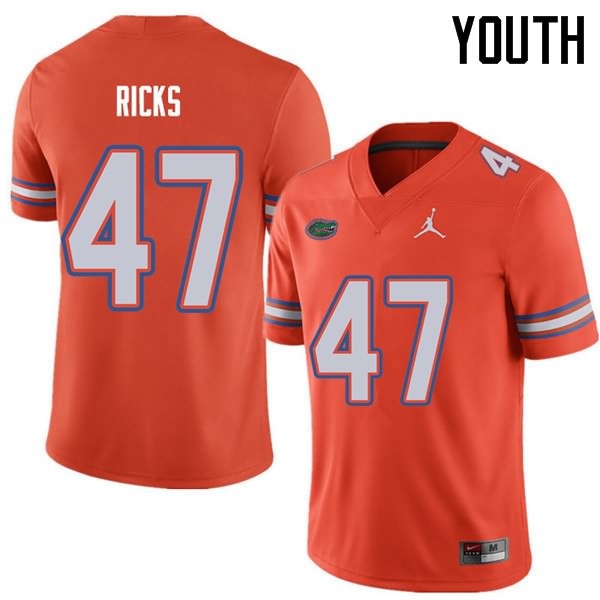 NCAA Florida Gators Isaac Ricks Youth #47 Jordan Brand Orange Stitched Authentic College Football Jersey VLB4164PY